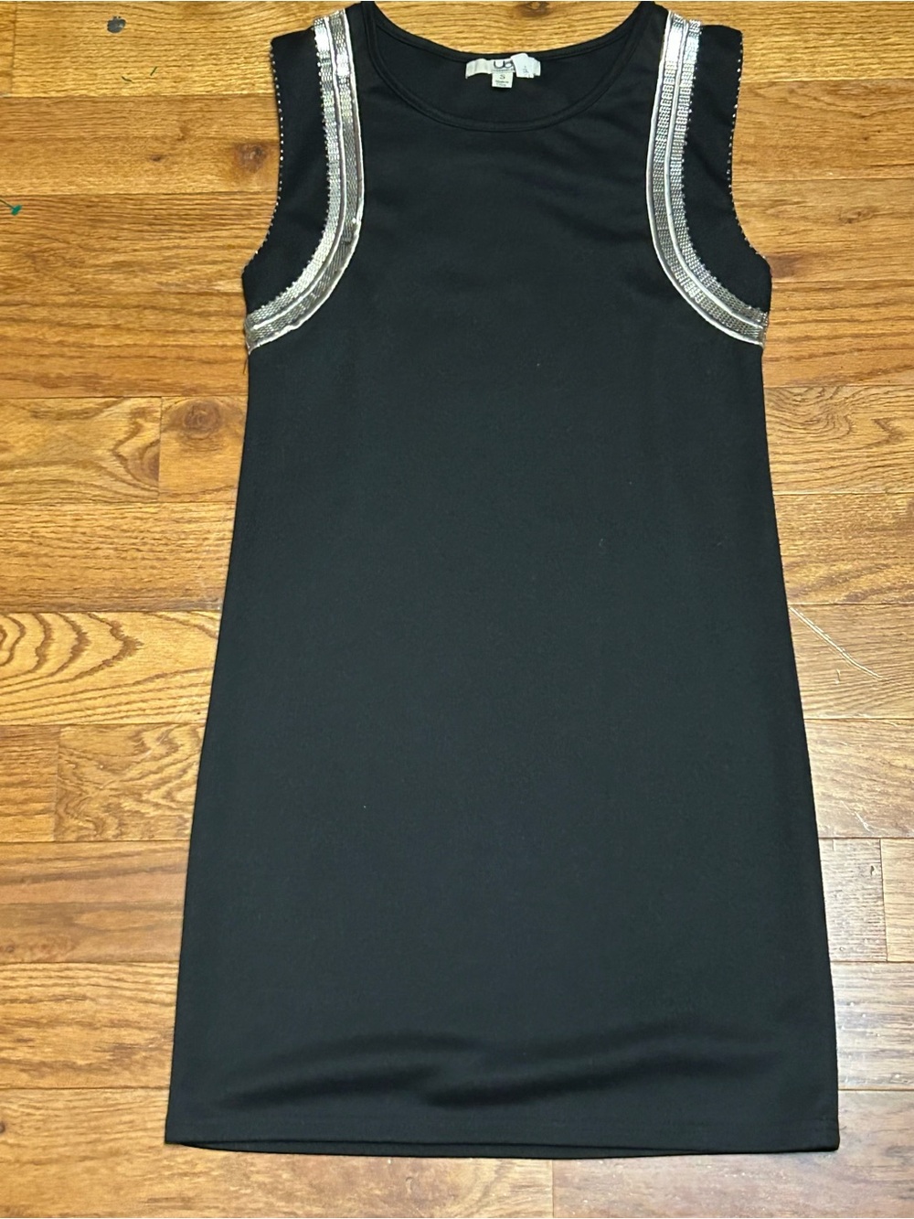Ya Los Angeles Black Sleeveless Mini Dress with Silver Trim